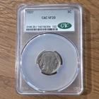 1937 Buffalo Nickel 5C CAC VF20 Business Strike Philadelphia Mint