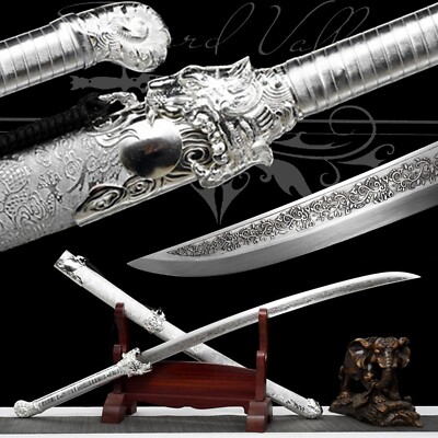 111cm Handmade Katana/High Manganese Steel/Silver/Samurai Sword/Collectible