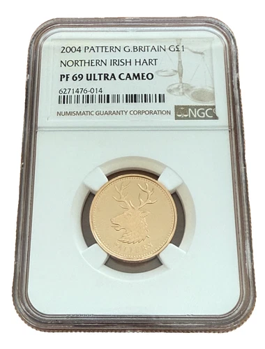 Great Britain U.K. 2004 Gold 1 Pound Pattern NGC PF69UC Northern Irish Hart