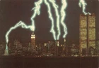 Lightening Strking Skyscrapers NYC Jumbo Size Postcard 4" by 7"