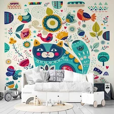 3D Animal Plant Pattern Kids Self-adhesive Removeable Wallpaper Wall Mural