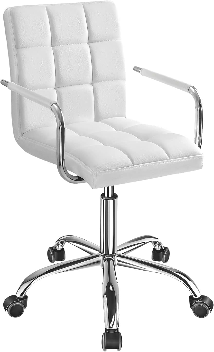 Adjustable Mid-Back Office Chair with PU Leather Armrests and Wheels