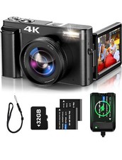 4K Digital Camera for Photography Auto-Focus 4K Camera with Flip Screen 180 