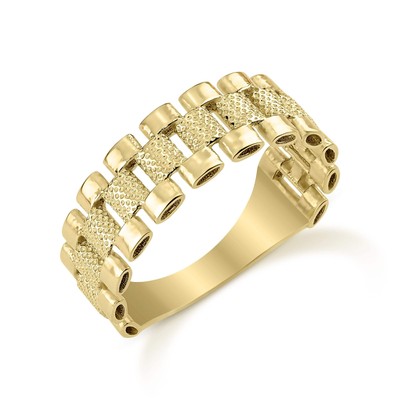10k Gold Pattern Rolex Band Ring