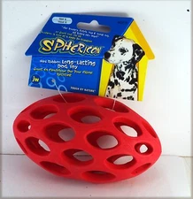 JW Pet SPHERICON Red Football Shaped Chew and Treat Fetch Dog Toy 7" # 43119 NWT