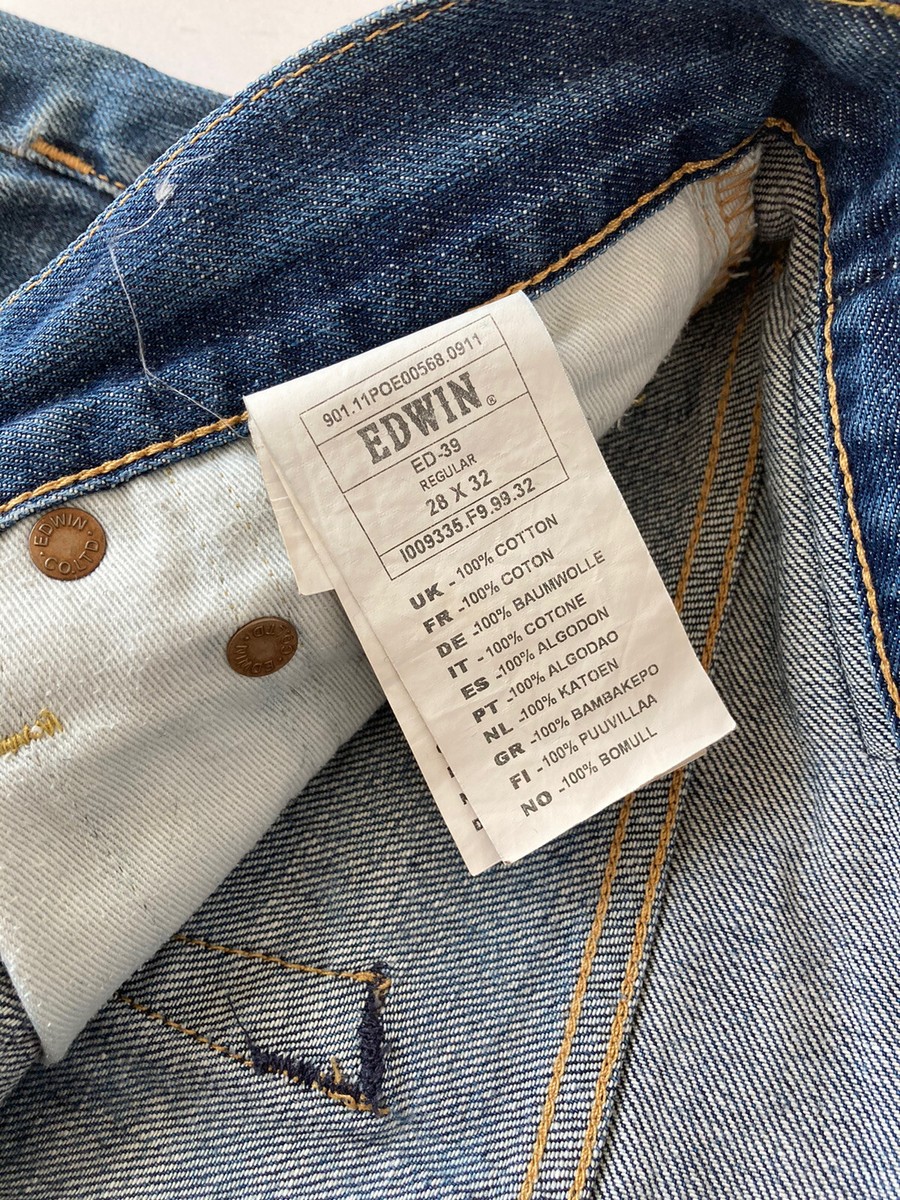 Vintage Edwin ED-39 Regular Blue Denim Jeans W30 Great Natural