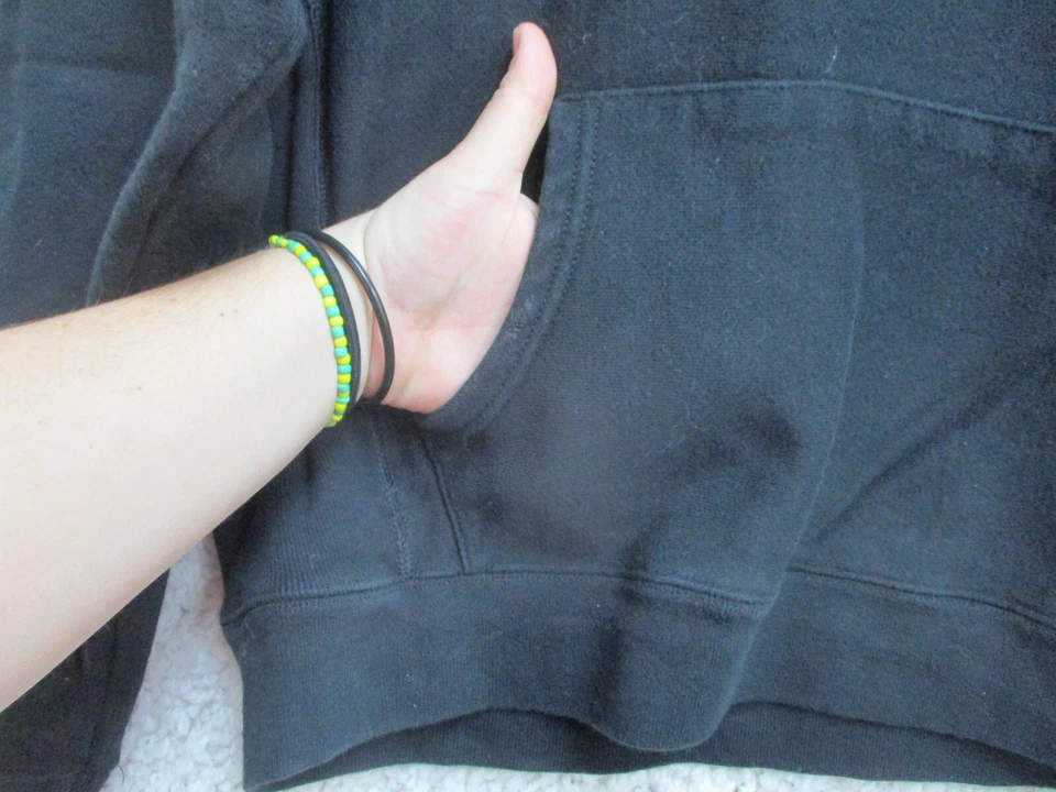 Suéter Champion Grande Adulto Negro Sudadera con Capucha Pullover Tejido Inverso Bolsillos Para Mujer Foto 3 de 4