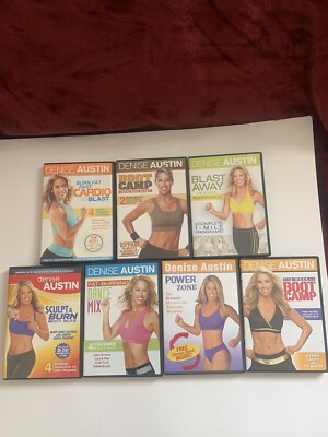 Denise Austin, Burn Fat Fast Cardio Blast Workout DVD, Used 7 DVDs, 22 Workouts!