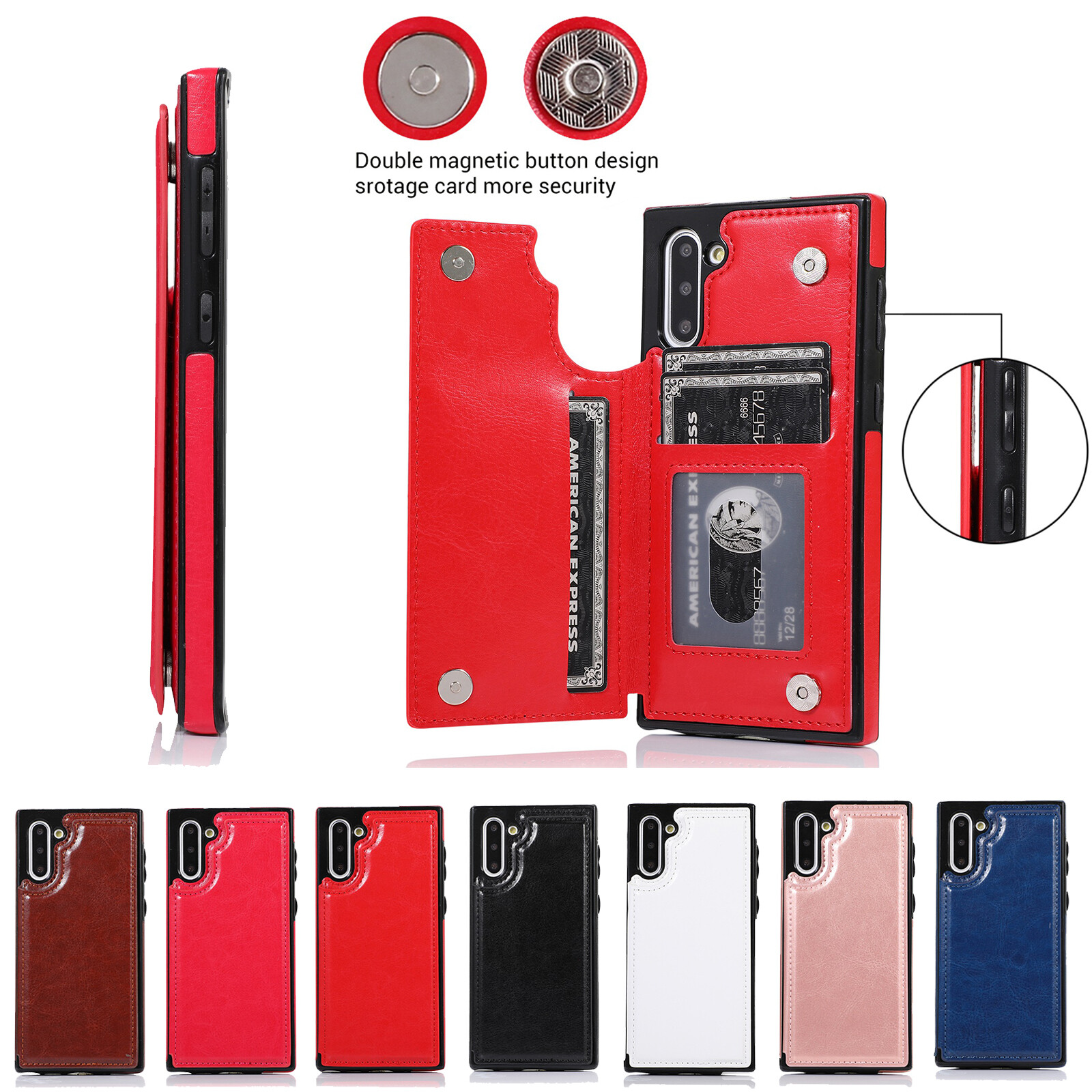 For Samsung Galaxy Note 10 Plus Leather Card Holder Stand Shockproof Cover Case