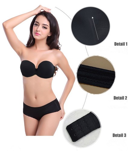 Womens Strapless Bra Invisible Push Up Bras Plunge Underwired Brassiere A B C D - Picture 13 of 33