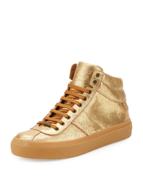 high top metallic sneakers