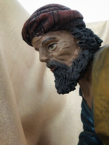Antigua Estatua Pastor de Terracota Pintado Con Cruse - Imagen 15 de 20