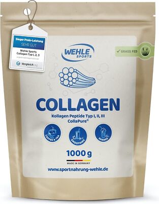 Collagen Pulver 1kg / 1000g - Kollagen Hydrolysat Pulver - Peptide Typ  1, 2 & 3