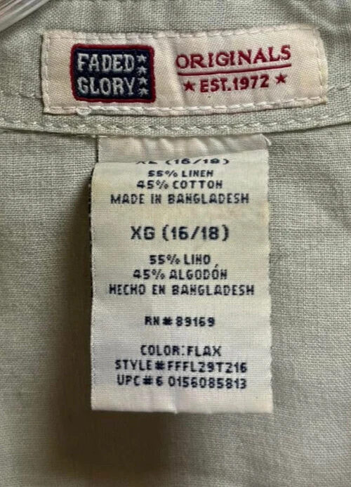 Camisa de manga corta Faded Glory para hombre ajuste regular - Talla: XL - Color: lino Foto 4 de 4