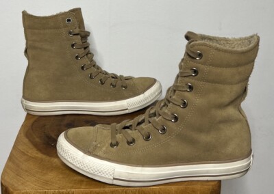 Converse CTAS Hi Rise Beige Dune Womens 7.5 Shearling Lined Winter Shoes 553421C