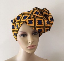 African Print Ankara Multicolor Mixed Print Yellow And Blue Headwrap