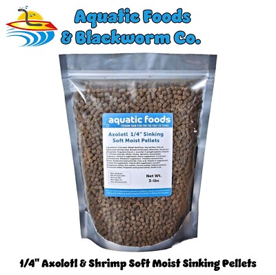 Axolotl  1/4'' Soft Moist Sinking Pellets, Shrimp, Snails, Bottom Fish. 3-lb Bag