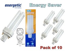 Image of 10 x Energetic 10w G24d-1 2 Pin Low Energy Saving Fluorescent Light Bulbs Lamps