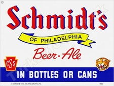 Schmidt's Of Philadelphia Beer Ale 9" x 12" Metal Sign
