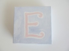 POTTERY BARN KIDS Canvas Wood Block Letter Initial "E" Wall Art Soft Pastel 5x5