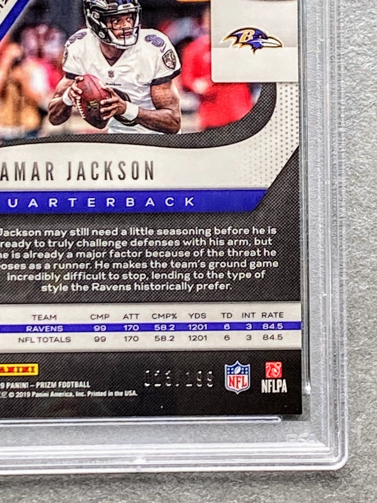 2019 Panini PRIZM BLUE WAVE LAMAR JACKSON #71 PSA 10 GM #'d 023/199, 2nd Year! view 4