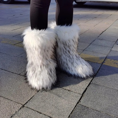 Mujeres Bota de Nieve Esponjosa de Piel Sintética Gruesa Plana Suela Sólida Sobre la Rodilla Botas Cálidas - Imagen 28 de 40