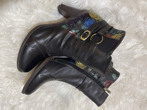 Vintage Handmade Embossed Adjustable Ankle Boots - Picture 9 of 12