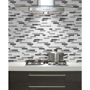 Kitchen \/ Bathroom Wallpaper Tiles Oblong Granite Black  Silver Holden 89191  eBay