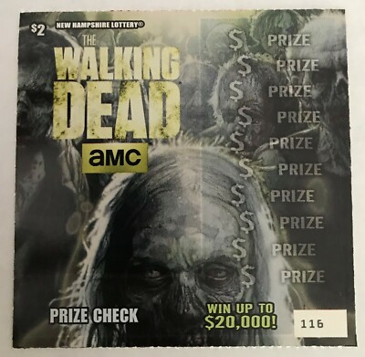 Walking Dead Theme NH Instant SV Lottery Ticket, no gambling value, void