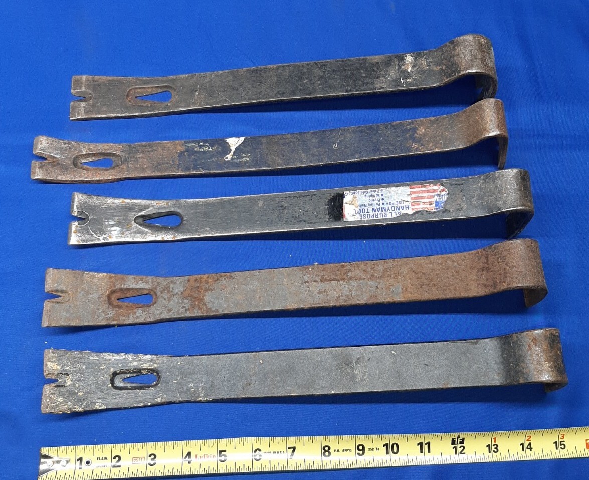 Lot of 5 Vintage Pry Bars Rough Neck Nail Puller Carpenters Wrecking