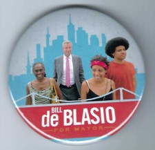 Bill de Blasio New York City (D) Mayor 2013-21 Family political button