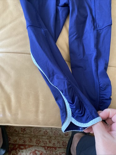 Ivivva By Lululemon Girls Ruched Ankle Leggings Sz 8 Blue - Picture 3 of 6