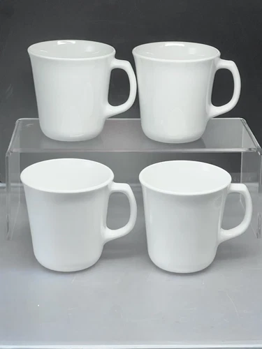 4 Corning (Corelle) USA Vintage Winter Frost White Mugs D Handle Microwave Safe