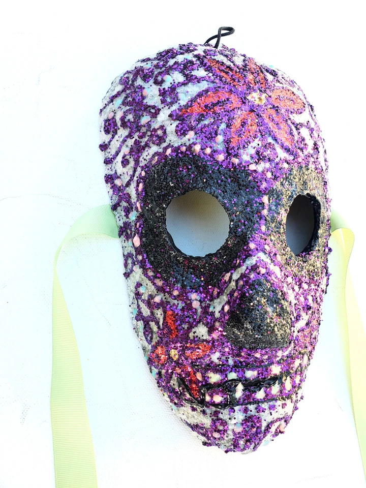 Purple Day of the Dead Mask Handmande One of a kind Mask Adult or Wall Art - Image 3 of 4