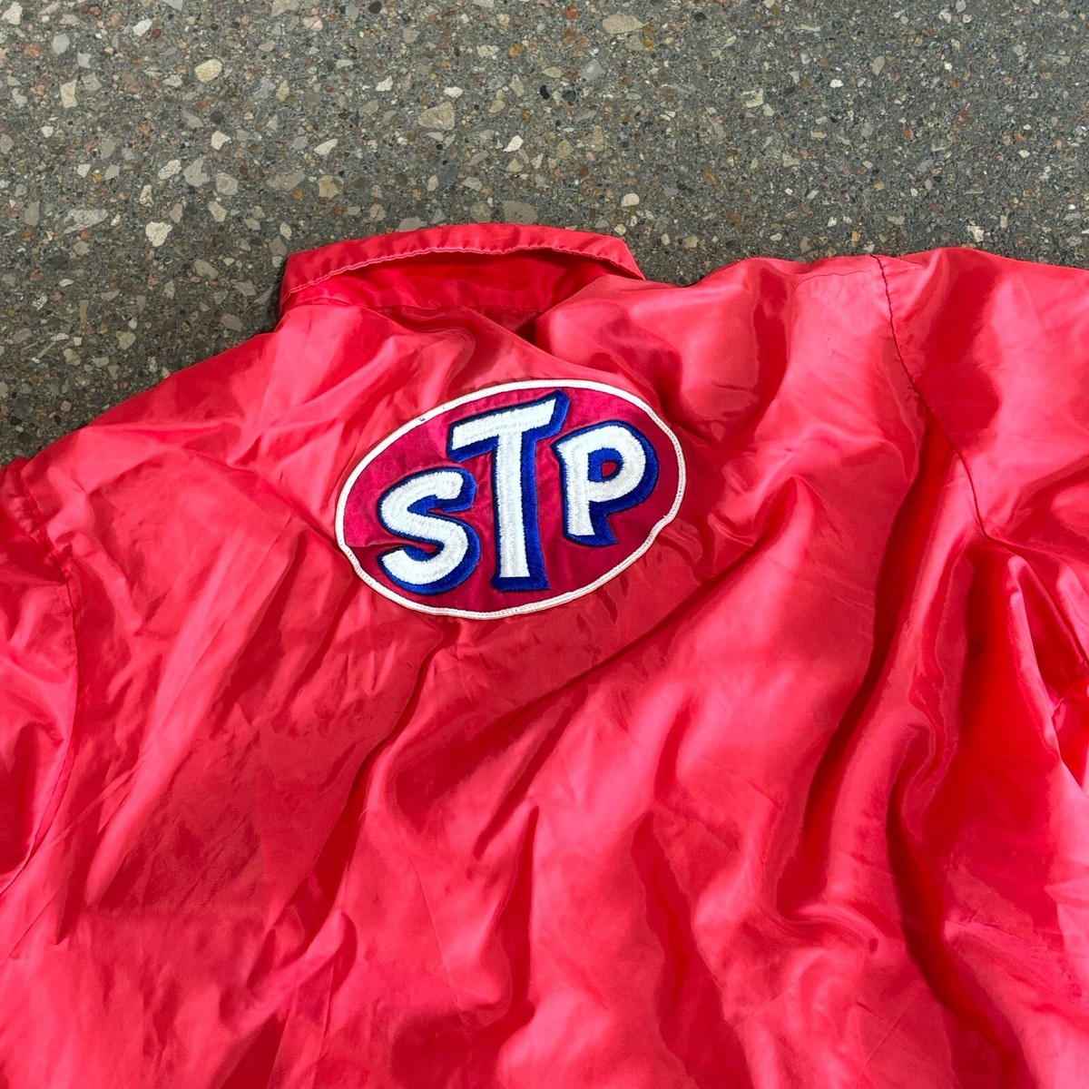 Vintage 70s STP Motor Oil Nylon Race Jacket w/ Patch Zipper