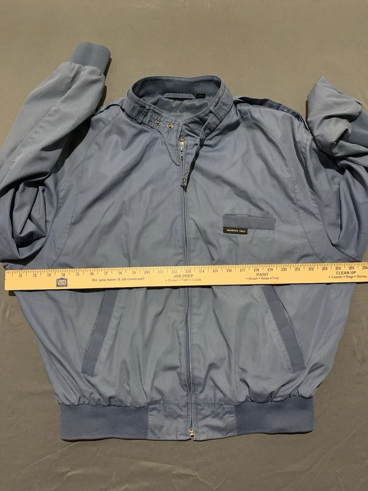 Vintage Members Only Iconic Racer Jacket Mens 46 Blue Bomber Windbreaker Epaulet - Image 3 of 4