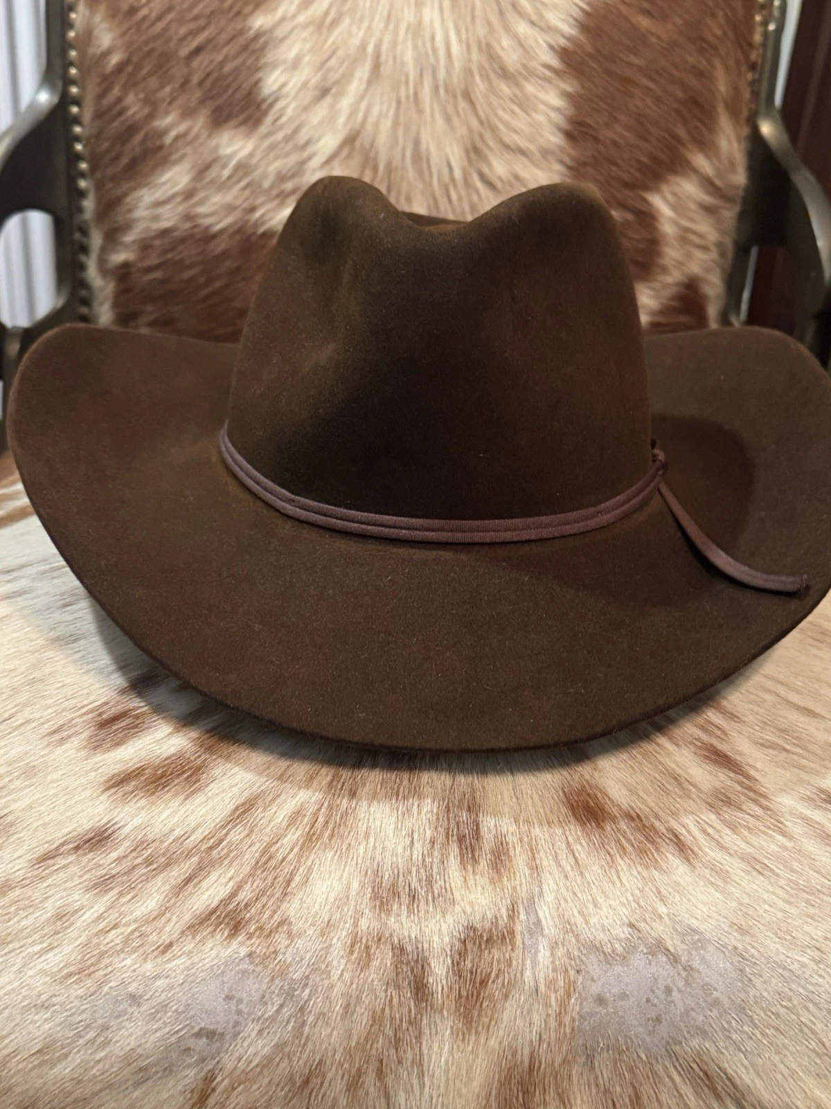 Stetson 6X Chocolate brown Western Cowboy Hat Size 53. 6 5/8Fading On Top Crown