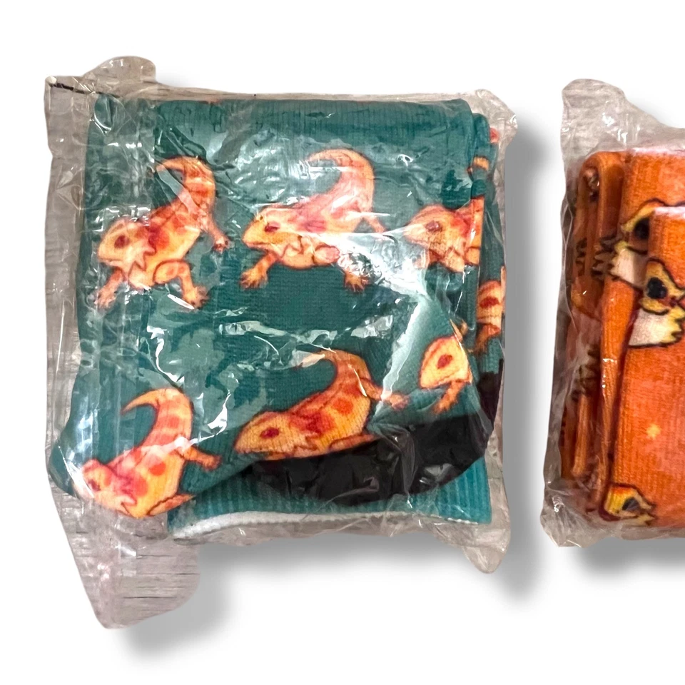 Nuevo en caja Lote 2 Calcetines Dragón Barbudo Naranja Verde Lagarto Patrón Barba Foto 3 de 4