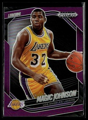 2024-25 Panini Prizm Black 268 Magic Johnson Los Angeles Lakers Purple 43/99