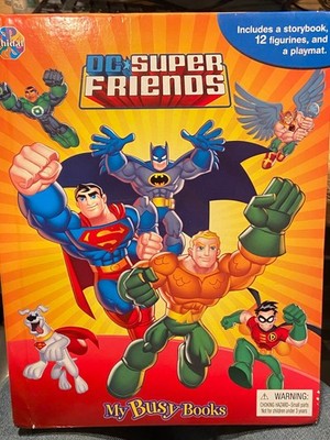 My Busy Books DC Super Friends Storybook, 12 Figures & Playmat *Pre-Owned* l2