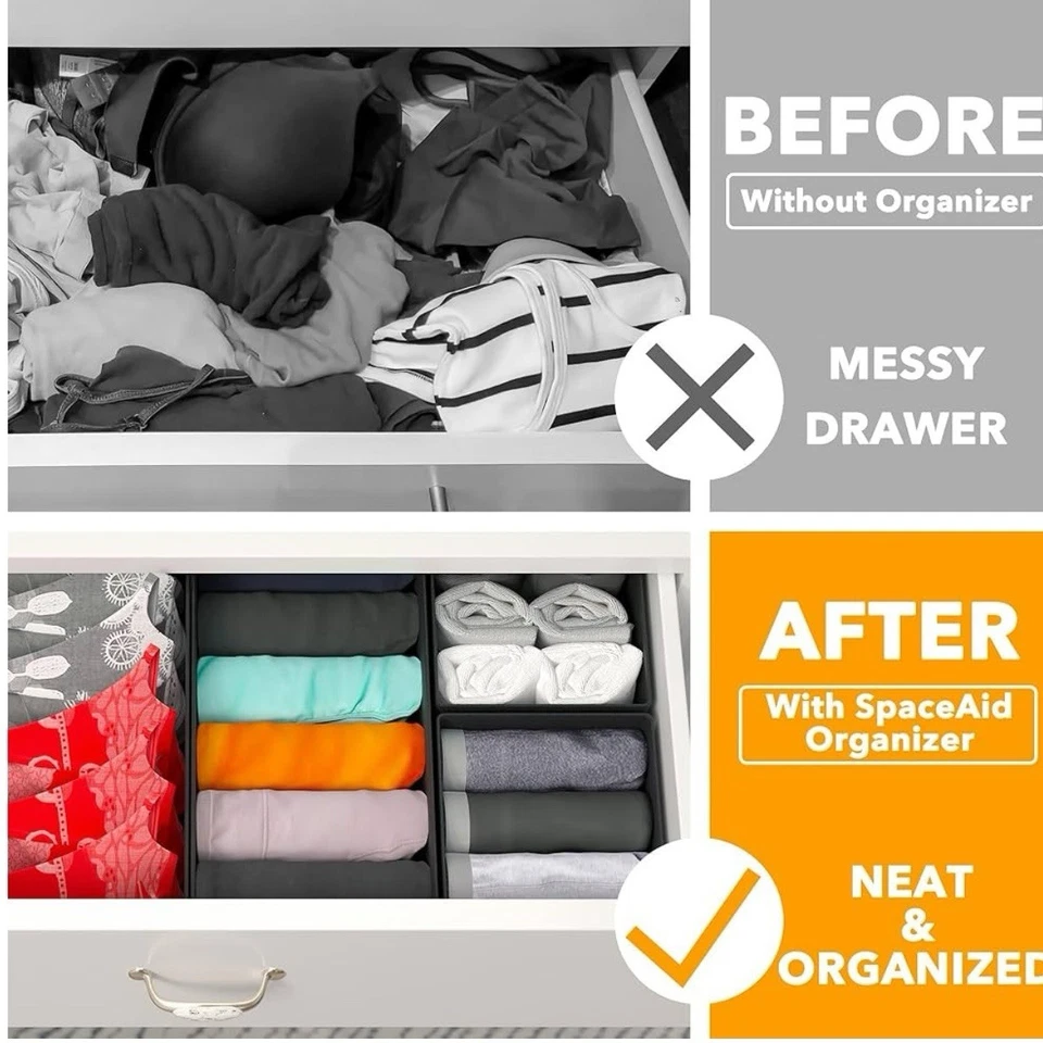 Cajón Organizador Ropa, Paquete de 12 Cómoda Organizador Contenedores para Organización de Armario Foto 3 de 4