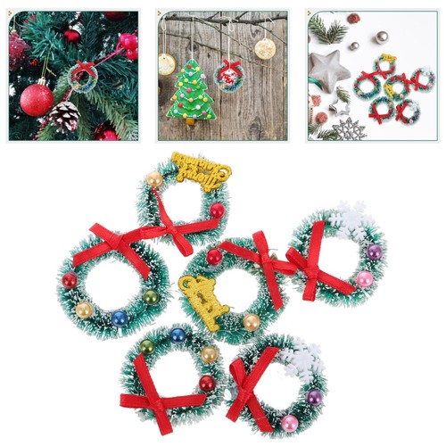 6 Pcs Doll House Decoration Tiny Wreath Small Elder Dollhouse Miniatures