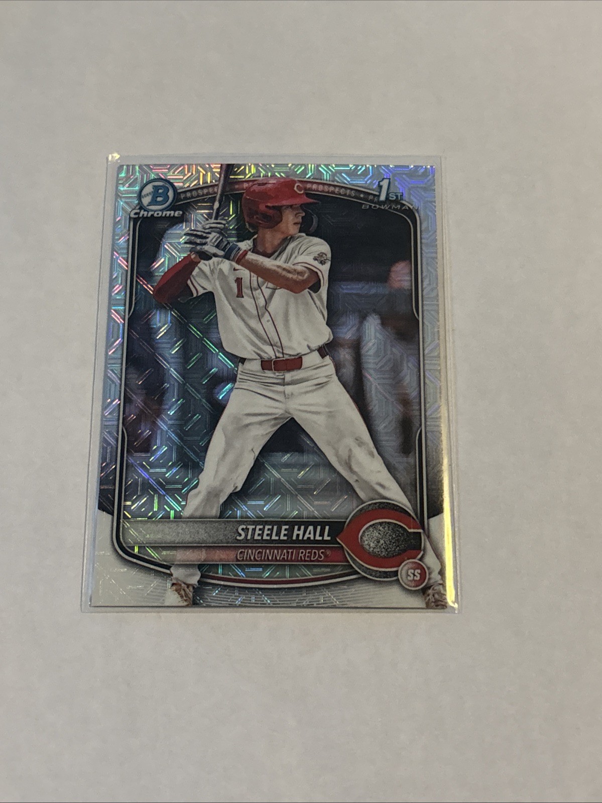 2025 Bowman Draft Steele Hall 1st Bowman (RC) Mojo Refractor #BDC-20 Reds