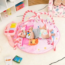 Baby Play Mat Kick and Play Piano Gym Baby Gym w/ 5 Hanging Sensory Toys