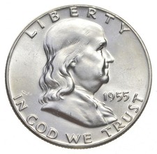 Choice Unc 1955 Franklin Half Dollar Gem BU From Original Roll