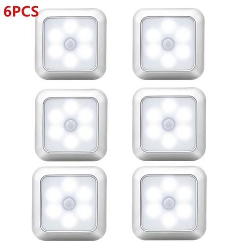6 Luci LED Sensore di Movimento PIR Wireless Luce Notturna Batteria Armadio Lampada Scale - Foto 13 di 14