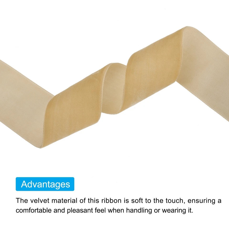 Бархатная лента 1 1/2 дюйма x 25 ярдов одиночная лицевая катушка шелковистая для рукоделия сделай сам хаки - Изображение 3 из 4