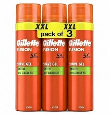 3x 240ml Gillette Fusion5X Ultra Sensitive Shaving Gel with Almond Oil for Men- 24.99 per litre