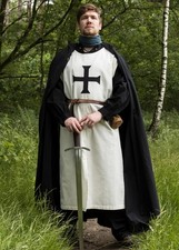 Mittelalter Wappenrock Deutschordensritter natur schwarz Gewandung LARP