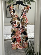 Zara Floral Cut Out Sides Romper Sz XS